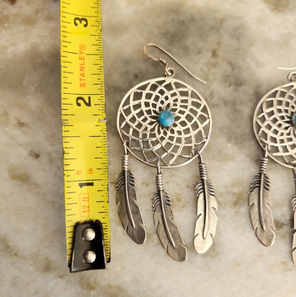 Sterling silver and turquoise earrings - Picture 4 of 8
